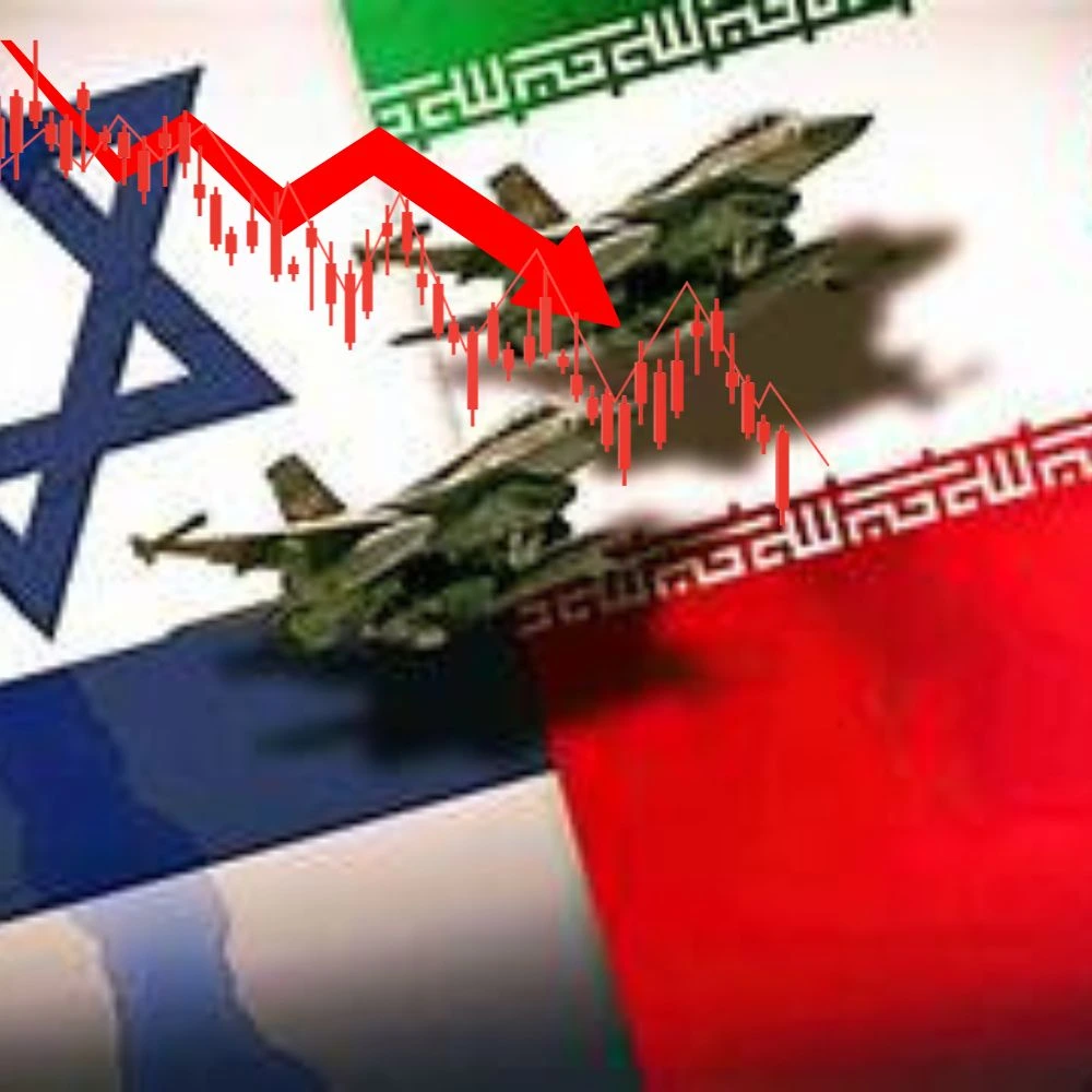 Graph showing Nifty 50 falling after geopolitical conflict in Middle East